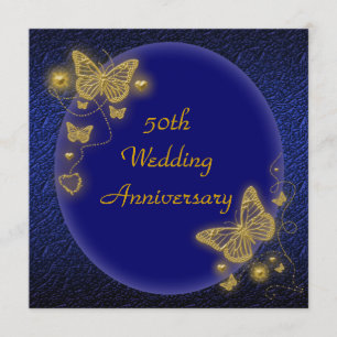 50th wedding anniversary elegant butterfly gold invitation