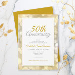 50th Wedding Anniversary | Elegant Gold Bokeh Invitation<br><div class="desc">This elegant 50th Wedding Anniversary party invitation features a classy gold and silver bokeh background and script text. Custom text allows you to add your invitation details.</div>