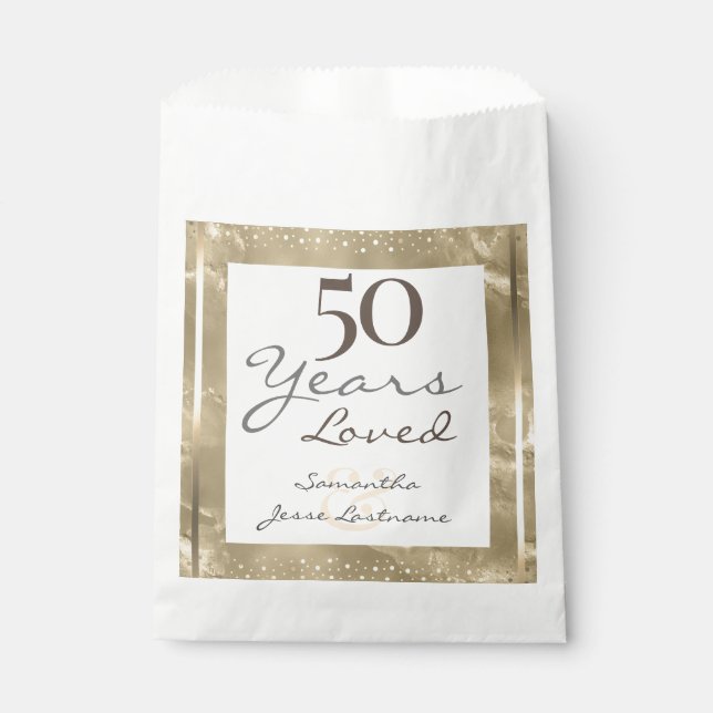 50th Wedding Anniversary Elegant Gold Favour Bag (Front)