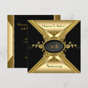 50th Wedding Anniversary Elegant Gold Golden Invitation