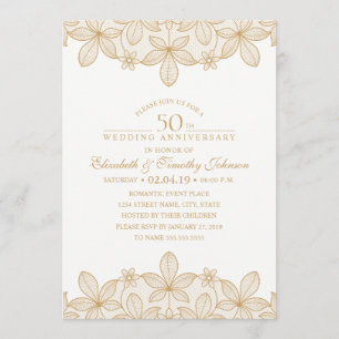 50th Wedding Anniversary Elegant Golden Look Lace Invitation