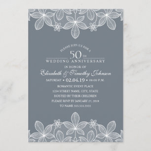 50th Wedding Anniversary Elegant Luxury Lace Invitation