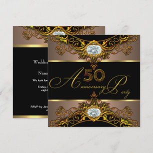 50th Wedding Anniversary Elite Coffee Black Gold 2 Invitation
