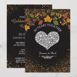 50th Wedding Anniversary Fall Celebration Heart Invitation