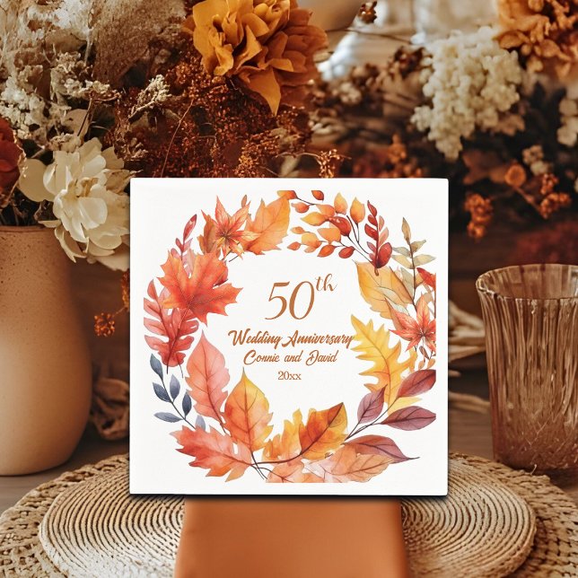 50th Wedding Anniversary Fall Floral Napkin (Creator Uploaded)