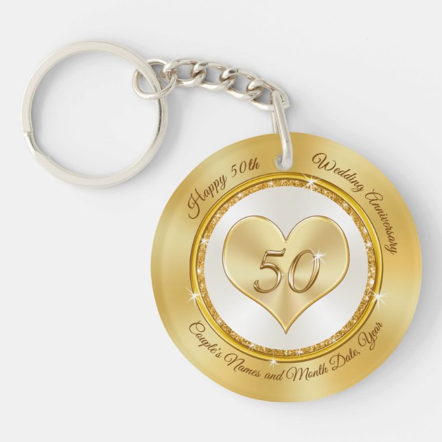 50th Wedding Anniversary Favors Souvenirs or Gifts Keychain (Front)