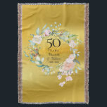 50th Wedding Anniversary Floral Gold Foil Throw Blanket<br><div class="desc">Featuring a delicate watercolor floral garland on a gold foil background,  this chic botanical 50th wedding anniversary keepsake throw blanket can be personalized with your special anniversary information in elegant typography. Designed by Thisisnotme©</div>