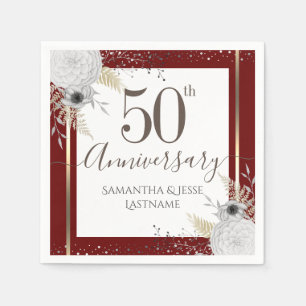 50th Wedding Anniversary Floral Napkins