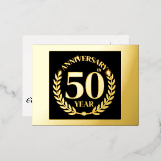 50th wedding anniversary foil invitation postcard