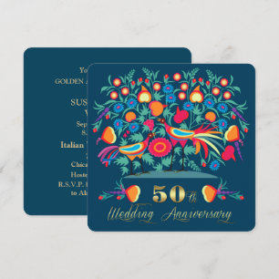 50th Wedding Anniversary Folk Art Invitation