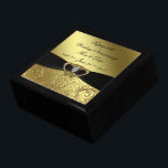 50th Wedding Anniversary Gift Box<br><div class="desc">A Digitalbcon Images Design featuring a Black Satin Ribbon and Gold Glitter Flourish Frame theme with a variety of custom images, shapes, patterns, styles and fonts in this one-of-a-kind "Golden Wedding Anniversary" Gift Box. This elegant and attractive design comes with customizable Photo image and text lettering on the front and...</div>