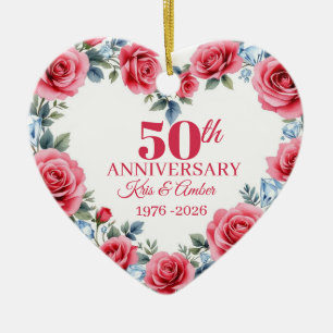 50th Wedding Anniversary Gift    Ceramic Ornament