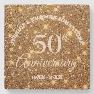 50th Wedding Anniversary Gift Personalized Stone Coaster