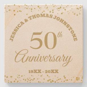 50th Wedding Anniversary Gift Personalized Stone Coaster