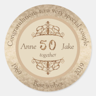 50th Wedding Anniversary Gifts for Couples Congrat Classic Round Sticker