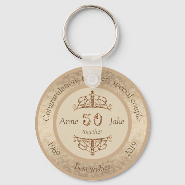 50th Wedding Anniversary Gifts for Couples Congrat Keychain (Front)
