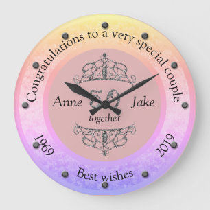 50th Wedding Anniversary Gifts for Couples Congrat Large Clock