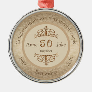 50th Wedding Anniversary Gifts for Couples Congrat Metal Ornament