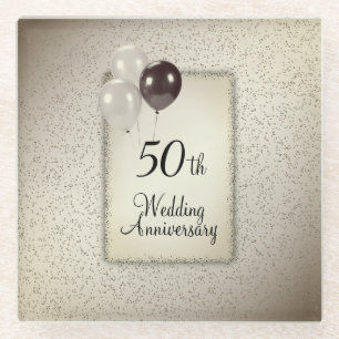 50th Wedding Anniversary Glass Coaster