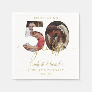50th Wedding Anniversary Gold 2 Photo Napkin