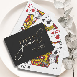 50th Wedding Anniversary Gold Black Favours Playing Cards