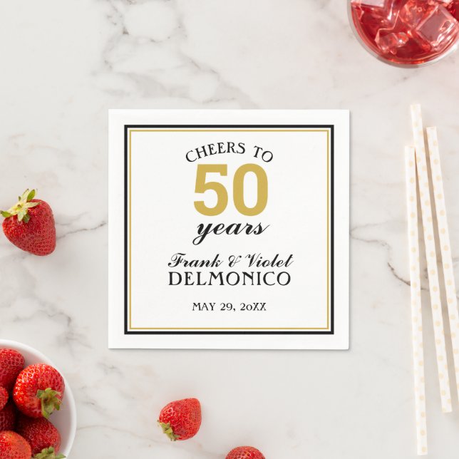 50th Wedding Anniversary Gold Cheers to 50 Years Napkin (Insitu)