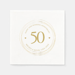 50th Wedding Anniversary Gold Circle Frame Napkin
