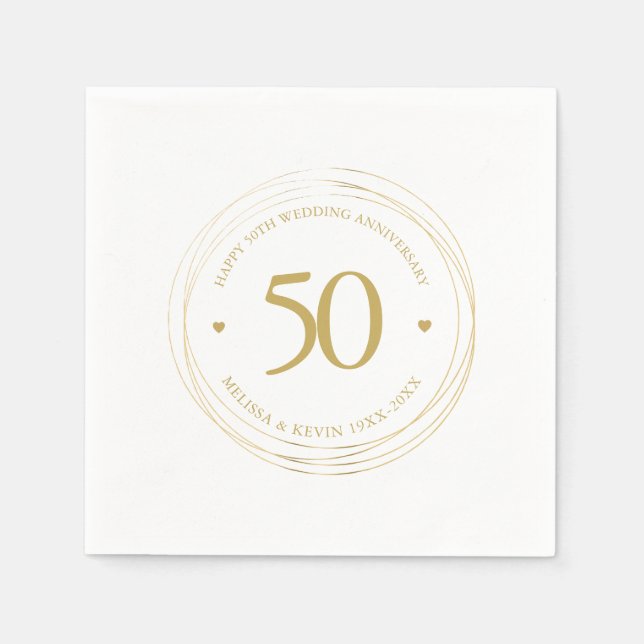 50th Wedding Anniversary Gold Circle Frame Napkin (Front)