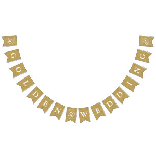 50th Wedding Anniversary Gold Dust Confetti Bunting Flags