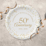 50th Wedding Anniversary Gold Dust Confetti Paper Plate<br><div class="desc">Featuring delicate gold dust confetti. Personalise with your special fifty years golden anniversary information in chic gold lettering. Designed by Thisisnotme©</div>