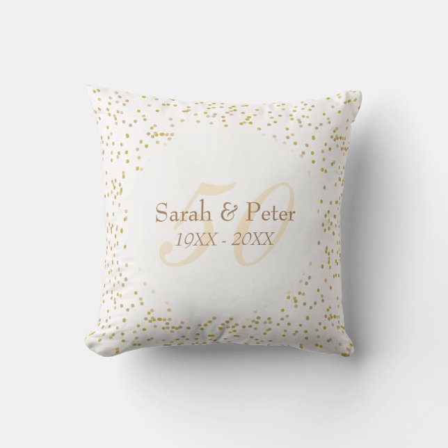 50th Wedding Anniversary Gold Dust Confetti Throw Pillow (Front)