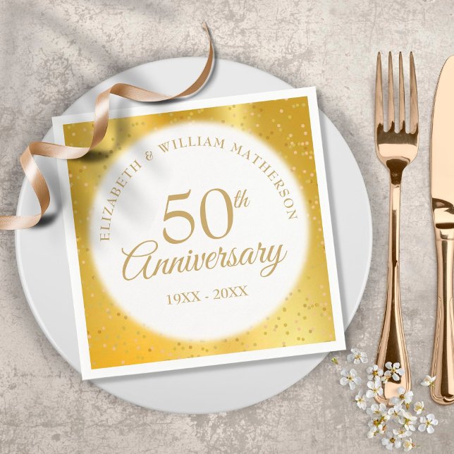 50th Wedding Anniversary Gold Dust Foil Napkin (Creator Uploaded)