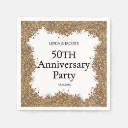 50th Wedding Anniversary Gold Faux Glitter  Napkin