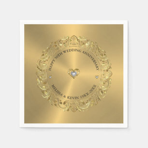 50th Wedding Anniversary Gold Floral Frame Napkin