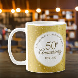 50th Wedding Anniversary Gold Foil Hearts Confetti Coffee Mug<br><div class="desc">Featuring delicate golden hearts confetti on a gold foil background. Personalize with your special fifty years golden anniversary information in chic gold lettering. Designed by Thisisnotme©</div>