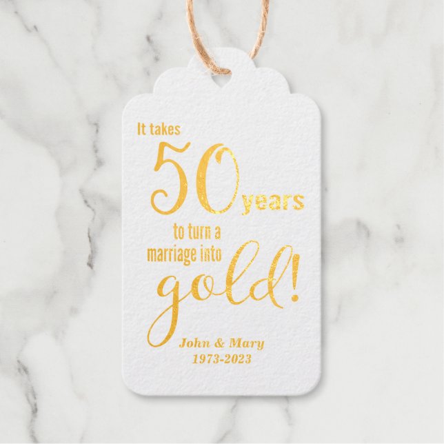 50th Wedding Anniversary Gold Gift Tags (Front)