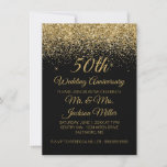 50th Wedding Anniversary Gold Glitter Invitation<br><div class="desc">Glamourous Anniversary Party Invite. Can be used for any year. Can be used for Birthday's,  Bridal Showers,  Couple Showers,  etc. Easy to personalize,  change text for different occasions.</div>