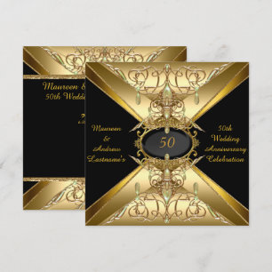 50th Wedding Anniversary Gold Golden Jewel 2 Invitation