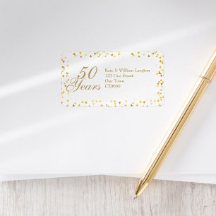 50th Wedding Anniversary Gold Hearts Address Label