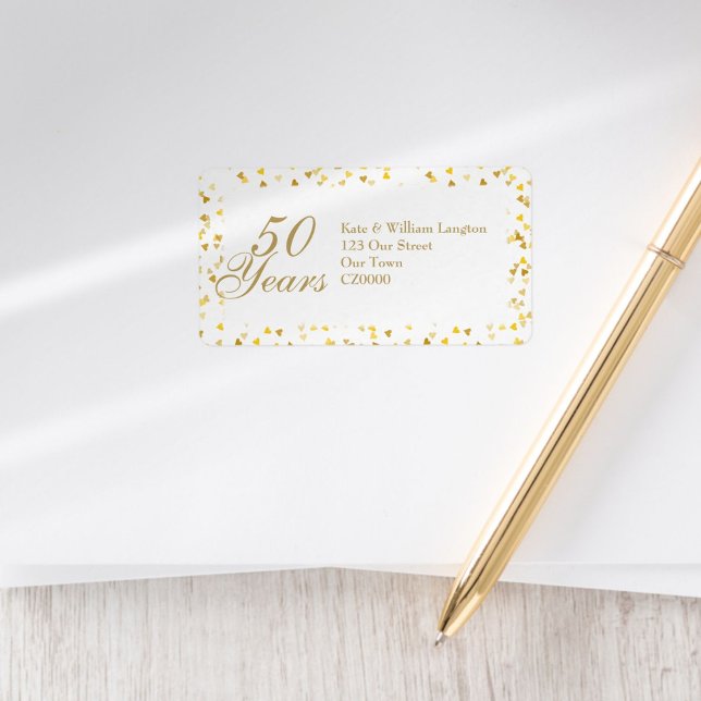 50th Wedding Anniversary Gold Hearts Address Label (50th Wedding Anniversary Gold Hearts Address Label)