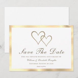 50th Wedding Anniversary Gold Hearts   Save The Date