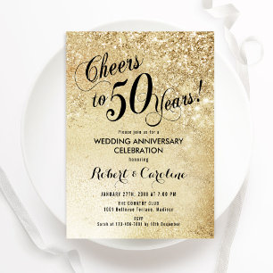 50th Wedding Anniversary Gold Invitation