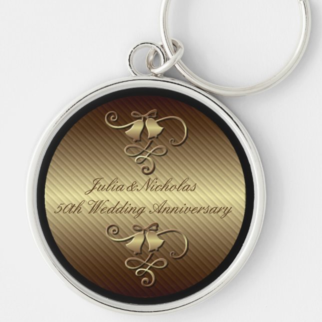 50th Wedding Anniversary Gold Key Chain (Front)
