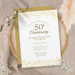 50th Wedding Anniversary Gold Love Hearts Confetti Invitation<br><div class="desc">Featuring delicate golden love hearts confetti. Personalise with your special fifty years golden anniversary information in chic gold lettering. Designed by Thisisnotme©</div>