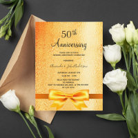 50th wedding anniversary gold metallic invitation