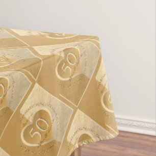 50th Wedding Anniversary Gold Ochre Tablecloth