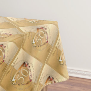 50th Wedding Anniversary Gold Ochre Tablecloth