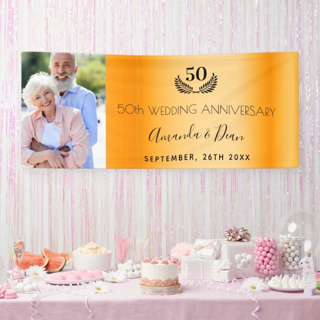 50th wedding anniversary gold photo banner (Party)