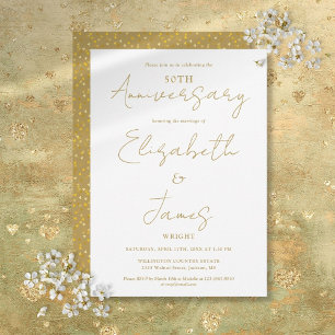 50th Wedding Anniversary Gold Script Wedding Invitation
