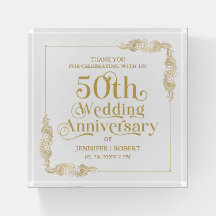 50th Wedding Anniversary Gold Typography